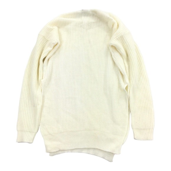 NWT Missguided Chunky Knit Side Slit Sweater S/M Womens Cream Ivory Oversized - Picture 2 of 8